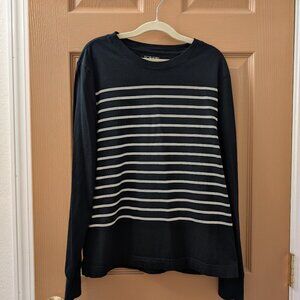 J Crew Black and White Stripe Long Sleeve Tee - Medium